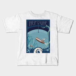Neptune - Art Nouveau Space Travel Poster Kids T-Shirt